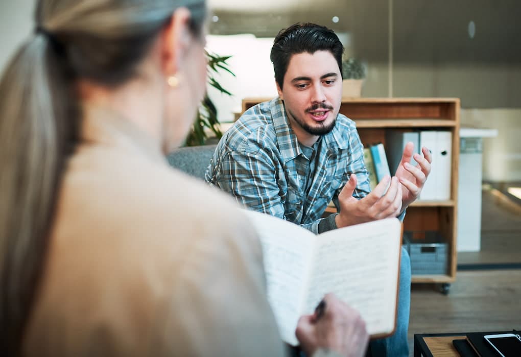 A man having a counseling